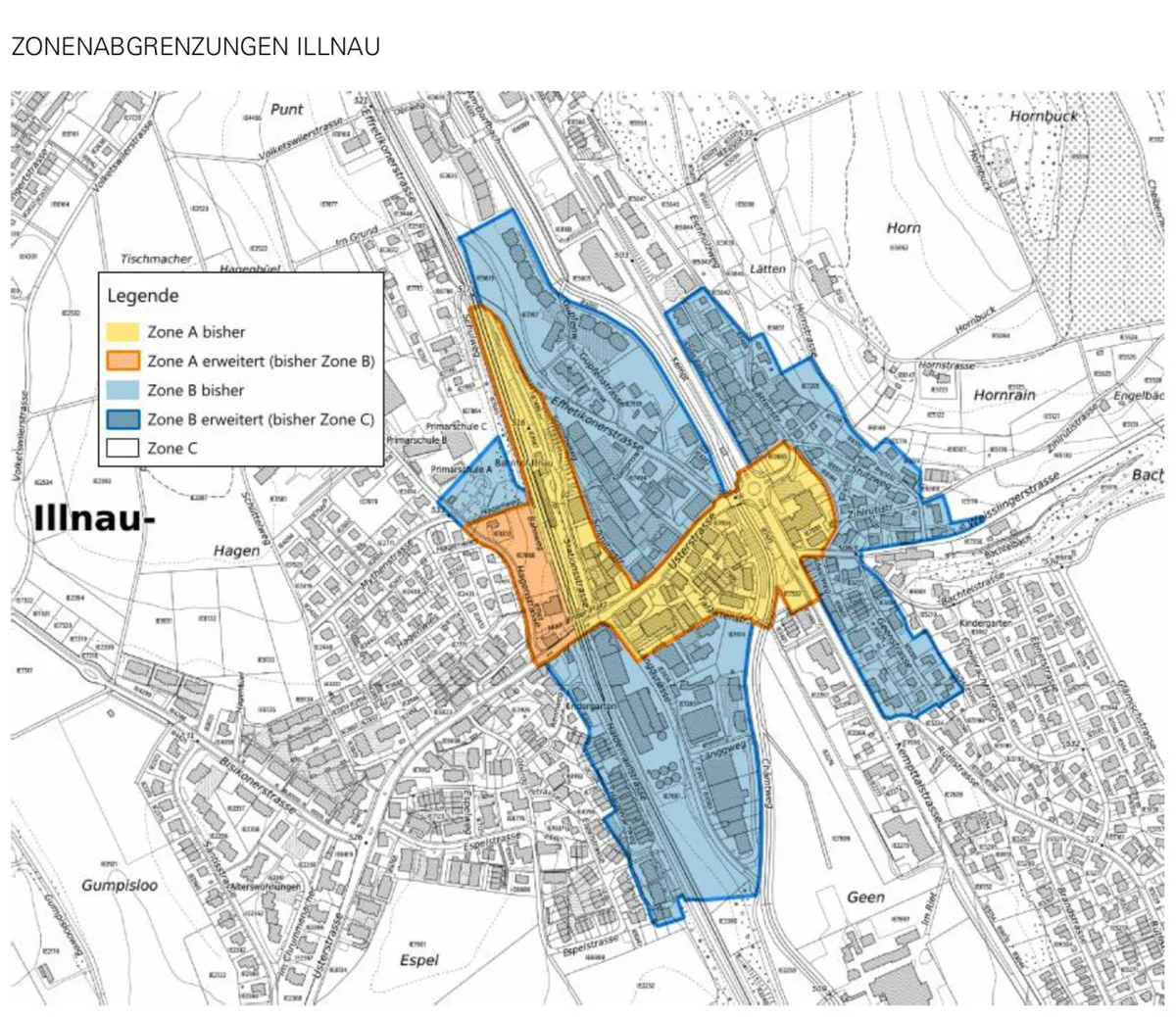 Man sieht eine Grafik der Zonen in Illnau-Effretikon